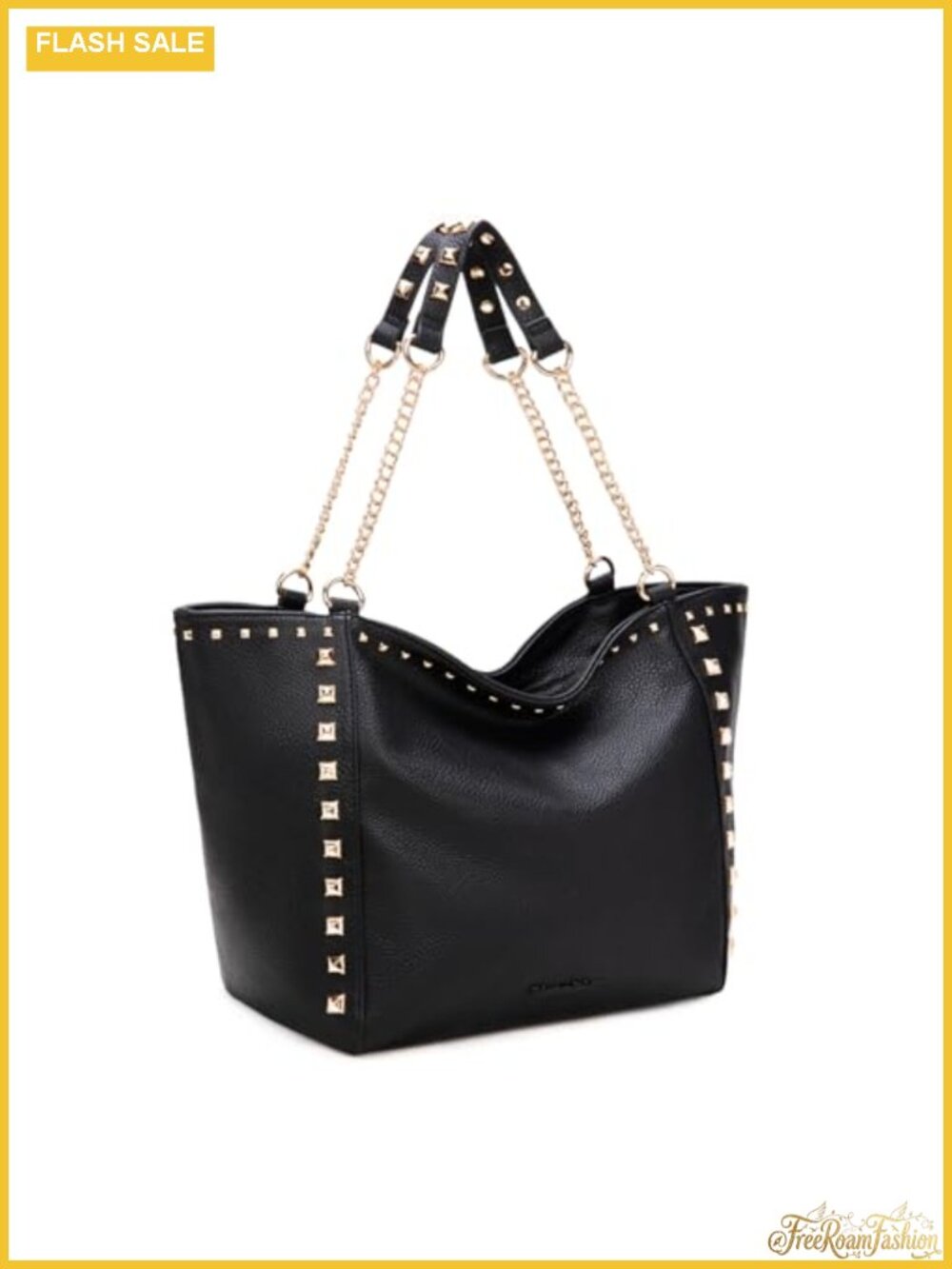 Oversized Vegan Leather Tote Bag with Chain Handle for Women